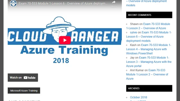 Exam 70-533 Module 1-Lesson 6 – Overview of Azure deployment models