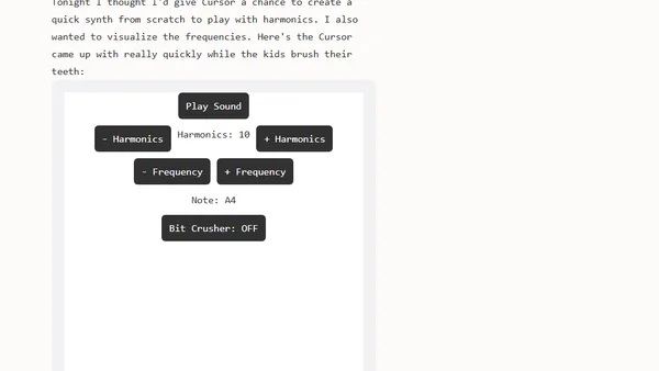 Quick synthesizer with harmonics