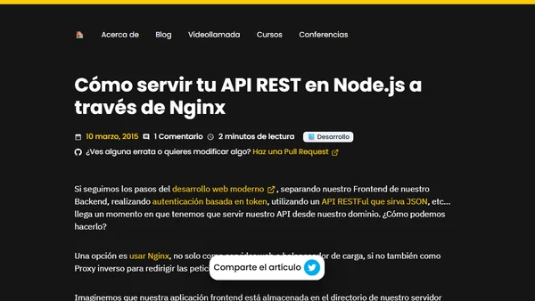 Cómo servir tu API REST en Node.js a través de Nginx