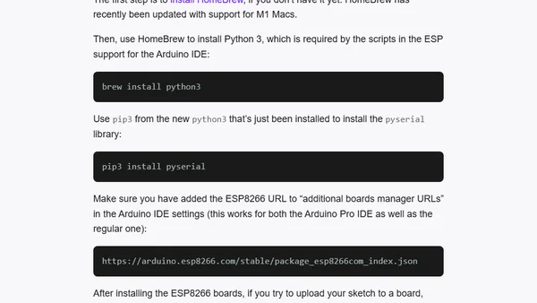 Programming the ESP8266 on an M1 Mac
