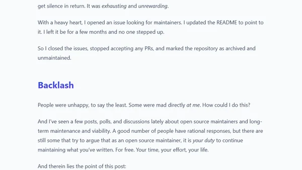 Taking a break from open source