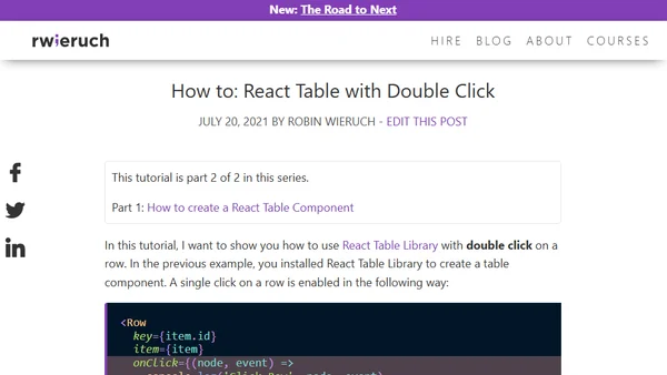 How to: React Table with Double Click