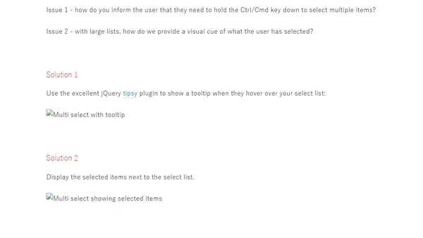 Better multi select lists with jQuery