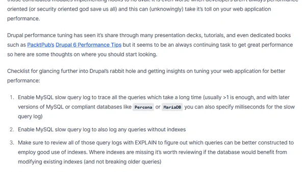 Drupal Performance Tuning for Better Database Utilization – Introduction