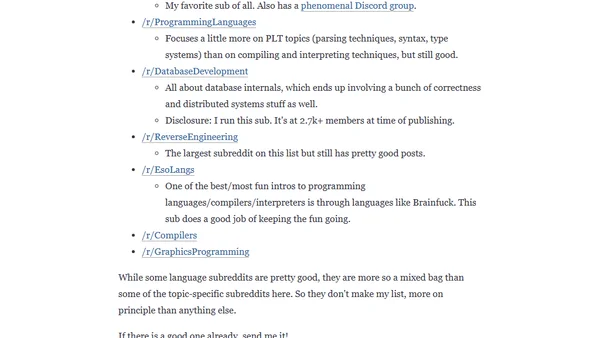My favorite software subreddits