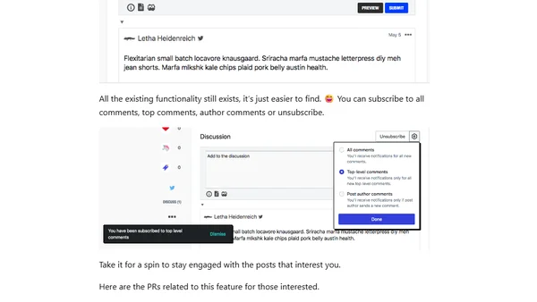Changelog: Subscribe to a Post’s Threads v2