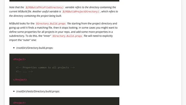Common MSBuild properties and items with Directory.Build.props