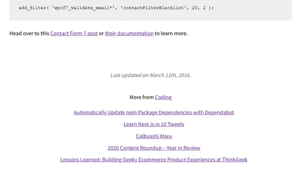 Custom Blacklist Contact Form 7