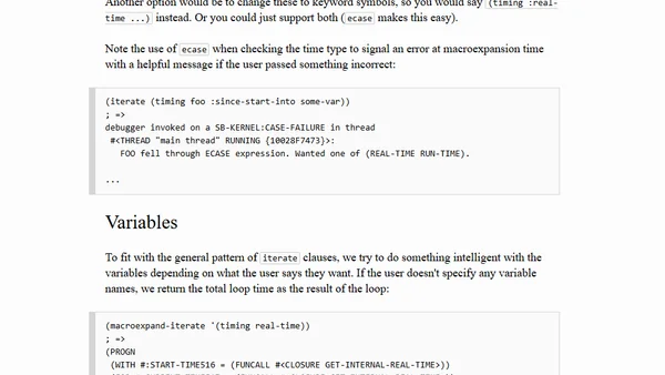 Customizing Common Lisp's Iterate: Timing