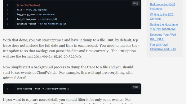 CloudWatch Logs and TCPDump