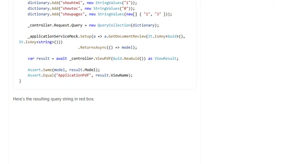 Using query strings in ASP.NET Core unit tests