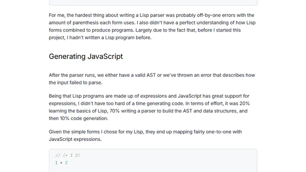 Lisp to JavaScript Compiler