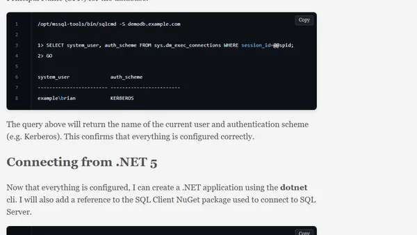 Connecting to RDS SQL Server from a .NET 5 Application on Linux