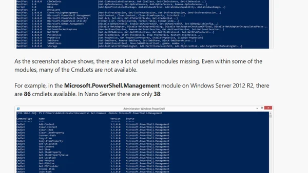PowerShell Modules Available in Nano Server