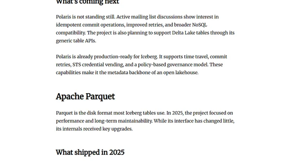 2025 Year in Review Apache Iceberg, Polaris, Parquet, and Arrow