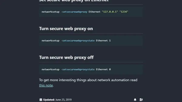 Configure secure web proxy on macOS via command line