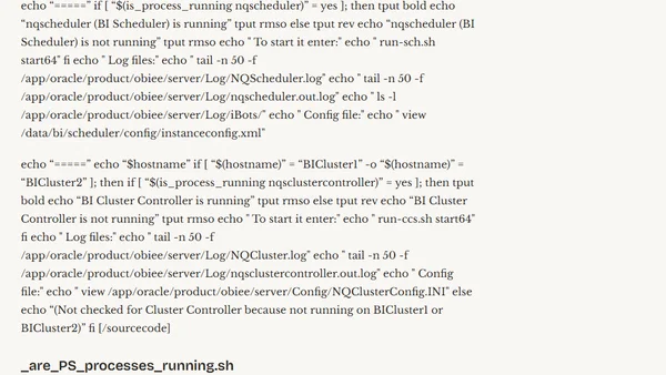 Unix script to report on OBIEE and OBIA processes state