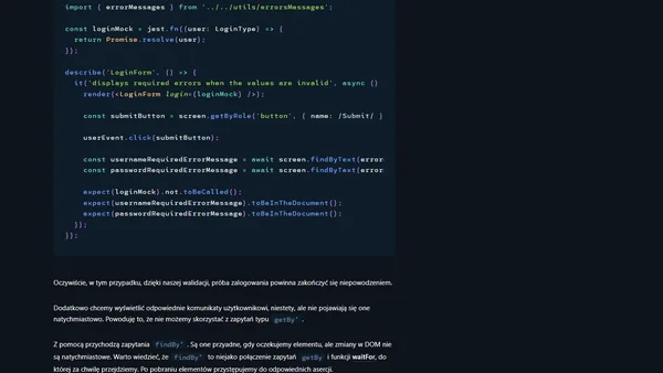 React Testing Library - testy w praktyce