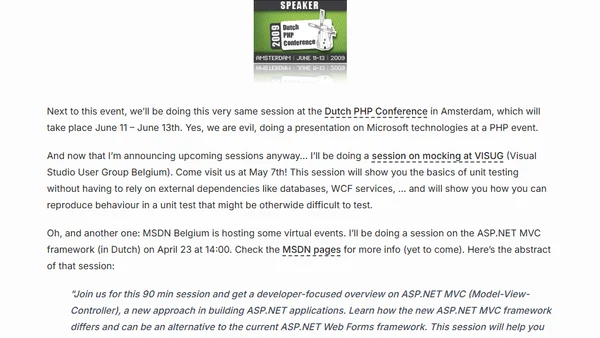 Speaking at DevDays 2009, The Hague (and more)