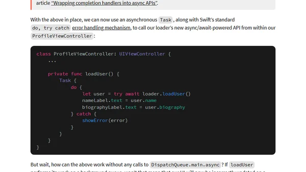 Using the MainActor attribute to automatically dispatch UI updates on the main queue
