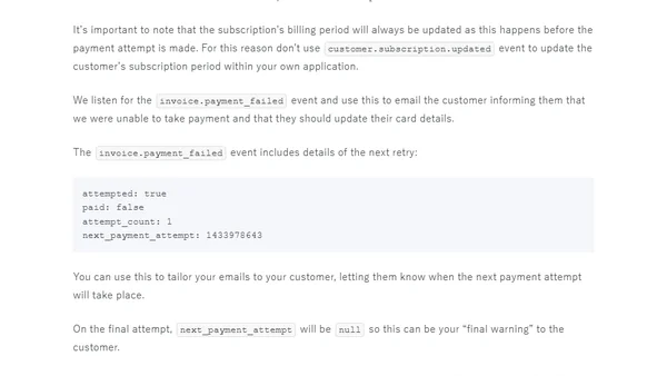 How to handle failed subscription payments in Stripe