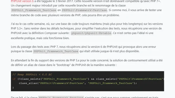 Assurer la compatibilité des tests PHPUnit 6 avec les versions antérieures