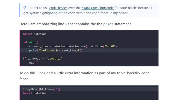 How to highlight lines in a Hugo code block