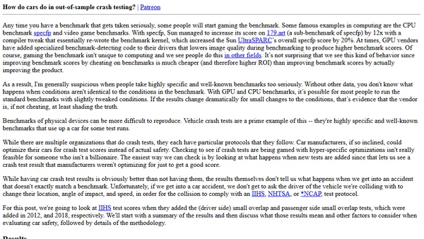 How do cars do in out-of-sample crash testing?