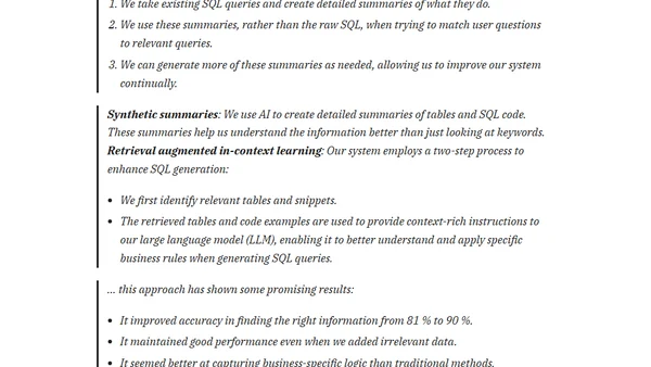 Enhancing Text-to-SQL With Synthetic Summaries
