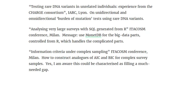 Talks in the near future