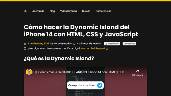 Cómo hacer la Dynamic Island del iPhone 14 con HTML, CSS y JavaScript