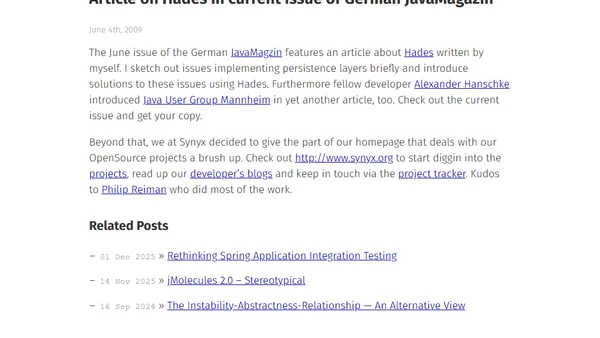 Article on Hades in current issue of German JavaMagazin