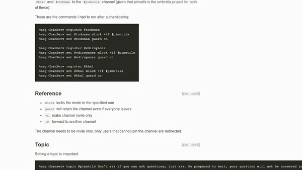Setting up IRC redirects