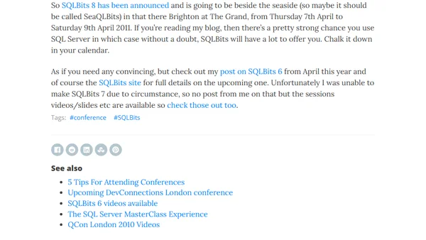 SqlBits 8 - Upcoming SQL Server event