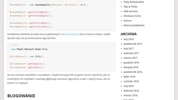 PHP-ML – prac ciąg dalszy