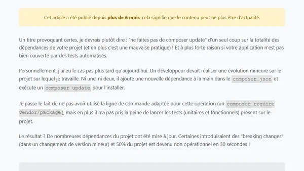 Ne faites pas de "composer update"