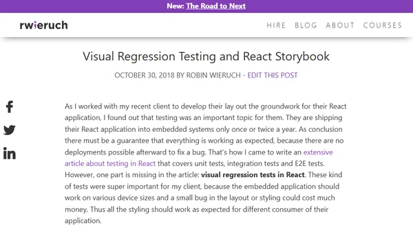Visual Regression Testing and React Storybook