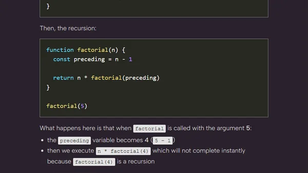 How to find the factorial of a number using Recursion in JavaScript