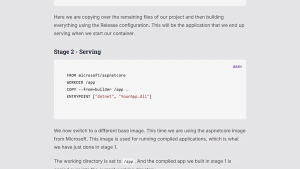 Dockerising an ASP.NET Core application
