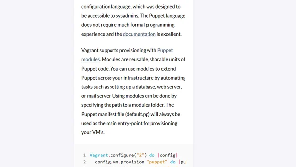 Vagrant, provisioning and Puppet