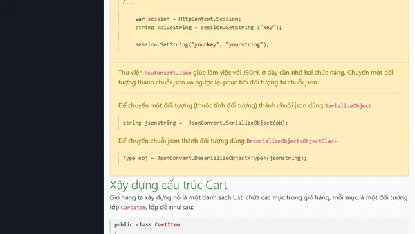 (ASP.NET Core MVC) Xây dựng giỏ hàng Cart với .NET Core