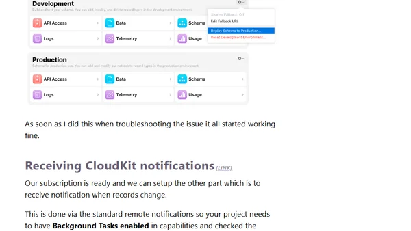How to setup CloudKit subscription to get notified for changes