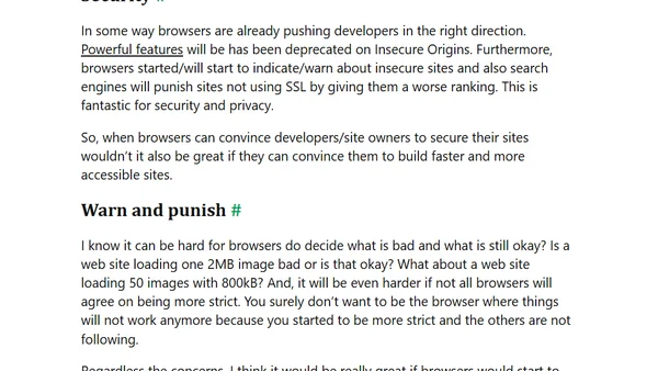 Browsers should be more  intolerant and punish bad practice