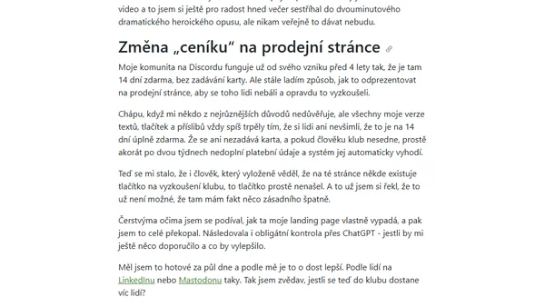 Týdenní poznámky: Obnovování newsletteru