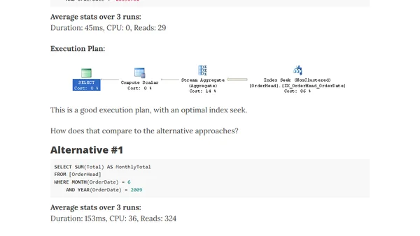 Optimising date filtered SQL queries