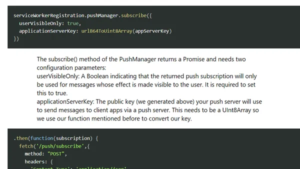 Implementing push notifications on the front-end and back-end