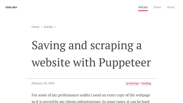Saving and scraping a website with Puppeteer