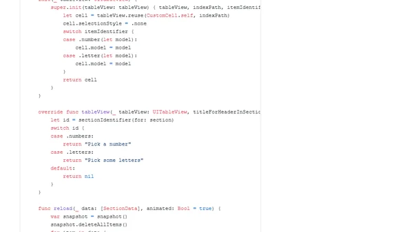 Working with diffable data sources and table views using UIKit