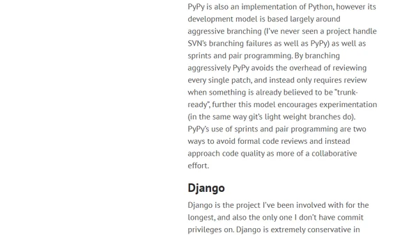 Committer Models of Unladen Swallow, PyPy, and Django