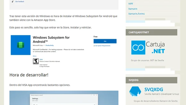 Utilizando el Windows Subsystem para Android para desarrollar